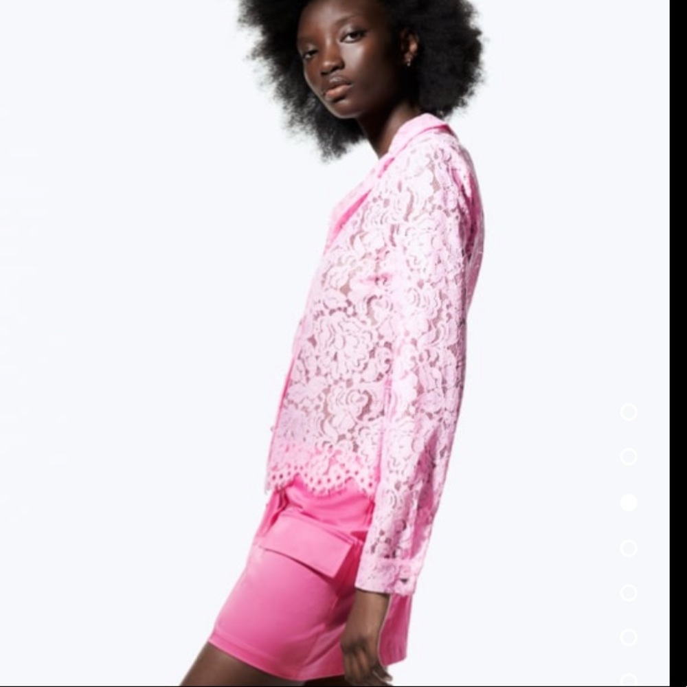 Zara pink semi sheer lace shirt - Picture 5 of 13